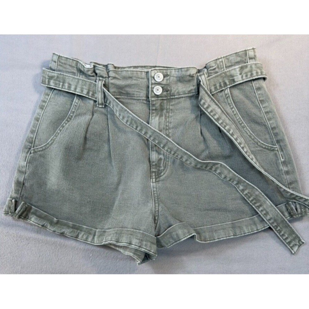 American Eagle Mom‎ Shorts Womens Size 8 Green High Rise Tie Front Stretch